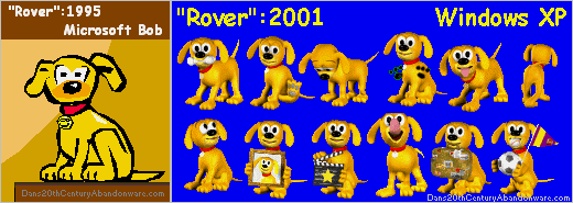 Microsoft Bob mascot dog and Windows XP version