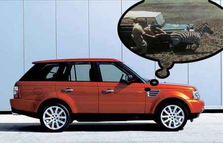 Car with dream bubble of safari